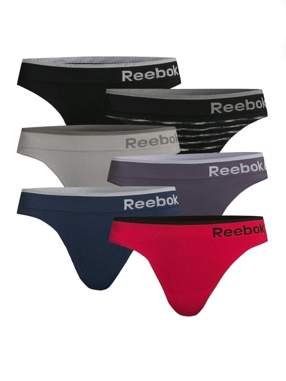 Reebok 6-Pack Seamless Thongs - Black & Red Accents. T20 - Picture 2 of 2